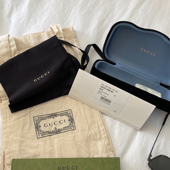 New Gucci Navigator Metallic Grey Sunglasses (unisex) - Picture 7 of 7